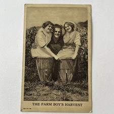 Antique Funny Postcard The Farm Boy’s Harvest Women In Baskets Handsome Man picture