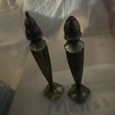 Vintage Silver Metal Salt & Pepper Shakers Set, 2-Piece Novelty Pair picture