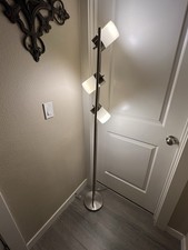 Latitude Run Léa 65'' Brushed Silver Metal Floor Lamp 3 Cup Light Chrome Can picture