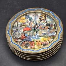 Set of 5 1970s Vtg Las Vegas Metal Souvenir Ashtrays – Elvis, Caesars, Showgirls picture
