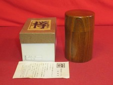 Yamako Zelkova Tea Caddy 8cm Diameter, Wooden Teacup, Near Mint Condition picture