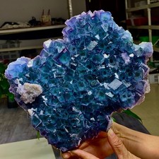 7.33LB Natural Rare transparent purple blue cubic fluorite crystal sample/Zhejia picture