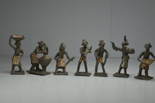 7 Vintage African Ashanti Tribal Folk Art Figurines Cast Metal Ethnographic picture