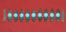 Antique Turkish Filigree Enamel Folklore ornate bracelet silver picture