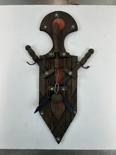 Vtg Medieval Sword & Mace Wall Decor Plaque Removable Miniature Weapons picture