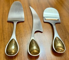 Vintage Dansk Torun Stainless Steel and Brass 3-Piece Hostess Set picture