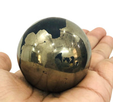 Golden Pyrite 40 Mm Sphere Crystal Healing Feng Shui Gift Home Office Reiki Luck picture
