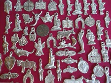 50 SILVER Milagros Mexican Folk Art Charms Day of the Dead Ex Voto Nicho Lot picture