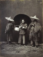 William Saunders, 3 x Figures, China, Original Mounted Albumen Print picture