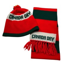 Vintage CANADA DRY Scarf Hat Set Red Green Promo Limited Edition picture