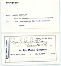 1901 Perry Mason Co. Youth's Companion Subscription Bill picture