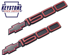1994 1995 Chevy Silverado 1500 Red Door Emblems 3D Badge Decal Replacement 2pc picture