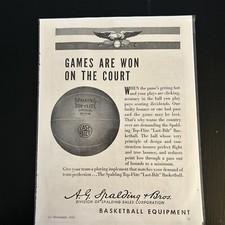 1939 Spalding Basketball VTG Magazine Print Ad Approx 8.5”x11.5” Bag & Board picture