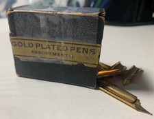 Vintage 14 k Gold Plated Dip Pen Nibs Heart Hole .  Lot 64 # 8 and 12 # 4 picture