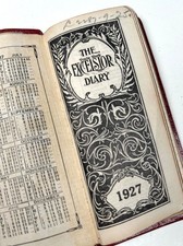Antique 1927 Excelsior Pocket Diary Calendar Address Book Red Leather Gold Trim picture