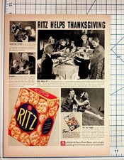Vintage Ritz Crackers Thanksgiving Magazine Ad 1940s 1950s Nabisco Food Ephemera picture