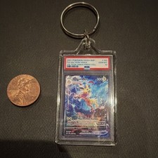 Rare Pokémon Jolteon VMAX Premium Collection PSA 10 Full Art Holo Promo Keychain picture