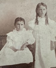 Antique Cabinet Card Sibling Children White Dress Gilmore City Iowa Rice Studio picture