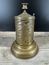 Antique Brass Go-To-Bed Vesta Match Safe Box Holder with Striker picture