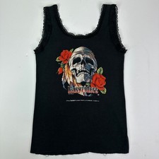 Vintage 3D Emblem Easyriders Womens Tank Top XL Skull Roses NY Harley 80s Vtg picture