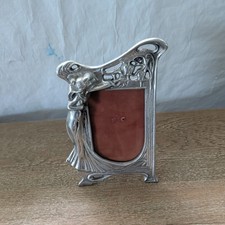 Vintage Art Nouveau Style Metal Picture Frame Silver Maiden Nude Woman repro picture