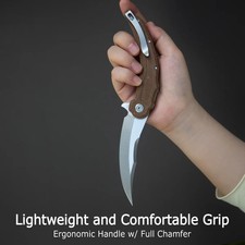 Kubey Wave Crest Folding Knife 3.75″ 14C28N Sandvik Steel Blade Micarta Handle picture