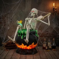3 Ft 7 In Animated Skeleton Bathing In Cauldron Halloween Animatronic Prop picture