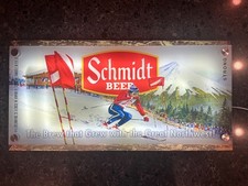 Schmidt Beer Lighted Sign Ski Slalom LED Backlit Acrylic 12x24 Bar Man Cave picture