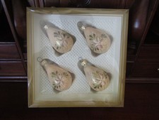 VTG Kurt Adler Handcrafted Ivory Teardrop Glass Christmas Ornaments 4 Count picture