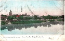 1907 SCENE from NEW BRIDGE DANVILLE PA EMERICK'S 5 & 10¢ STORE POSTCARD picture