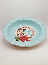 Disney Parks Sweet as Pie-Dish Minnie Mouse Plate Bakeware Gingham *HTF Blue picture