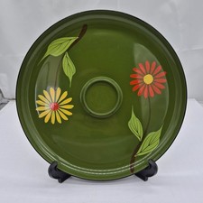 VTG 1960s Japanese Green Lacquerware Enamel Serving Tray Floral Boho Retro MCM picture