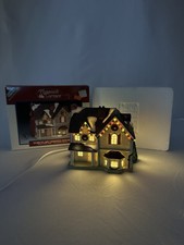 VTG 1994 Vintage LEMAX Christmas Village Two Story Blue House W/ Light & Box picture