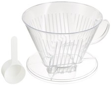 Kalita 104-D Coffee Dripper, 7-12 Servings, Clear Plastic, 3-Hole Design For Fa_ picture