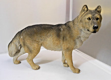 Vintage Realistic Wolf Figurine, 8 in High Glass Inset Style Eyes picture