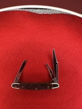 Vintage Western S-244 3 Blade Stainless Jigged Handle Great Condition 1983 picture
