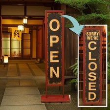 Japanese Retro Cafe Open Closed Sign Showa Antique Style Vintage Decor Board picture