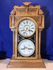 Vintage Antique USA Waterbury Double Dial ,Strike,Calendar Clock picture