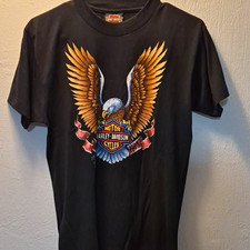 Vintage Harley-Davidson T-Shirt Eagle Wings Size Medium 1987  3D Emblem picture