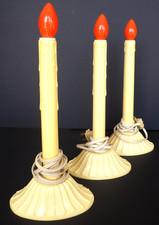 Set  3 Vintage Christmas Window Single Plastic Wax Drip Candle Candolier & Bulbs picture