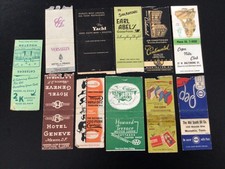 11 Vintage Matchbook Covers- 1950s-1970s Restaurants Hotels Advertising Used picture