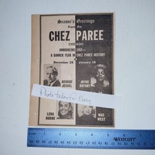 Original 1955 Chez Paree Lena Horne & Mae West Showbiz Industry Clipping ad picture