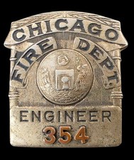 CHICAGO FIRE BADGE C.H. HANSON CO ENGINEER OBSOLETE 1910 - 1928 FIREFIGHTER IL picture