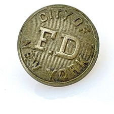 Antique 1800s FDNY City New York Fire Dept Uniform Button Scovill Mfg Waterbury picture