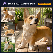 Realistic Welsh Corgi Dog Statue | Indoor & Outdoor Pet Decor Accent, Garden Orn picture