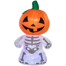 6FT Halloween Inflatable Smiling Skeleton Ghost Pumpkin LED Rotating Light picture