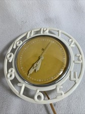 Vintage 1960’s Telechron Yellow & White Electric Kitchen Wall Clock 2H21 picture