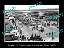 OLD POSTCARD SIZE PHOTO OF EVERGLADES CITY FLORIDA TAMIAMI TRAIL OPENING c1928 picture