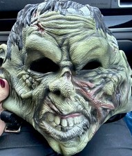 1997 Fright Asylum Green Scary Frankenstein MONSTER MASK, Hulk Full Head, Latex picture