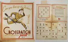 c.1940s vintage WWII soldier CROSSPATCH PUZZLE No. 8 military paper weave toy picture
